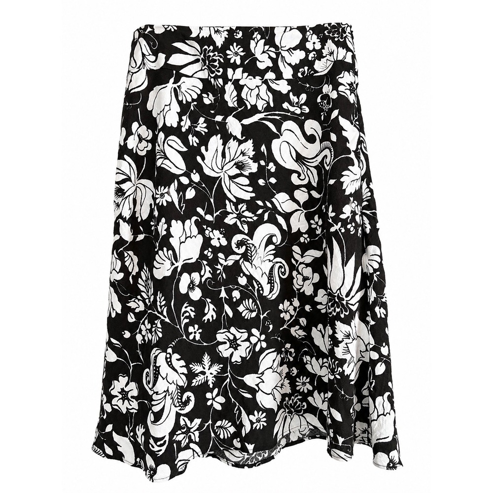 Ann Taylor Brown & Cream Floral Linen Blend A-Line Skirt Size 4 NWOT  Summer